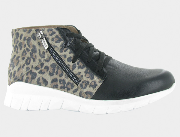 Naot Polaris: Soft Black Leather/Cheetah Suede/Black Luster Leather